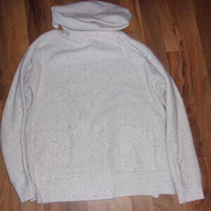 size small womens sweater cream cable knit shirt winter fall soft  cowl neck